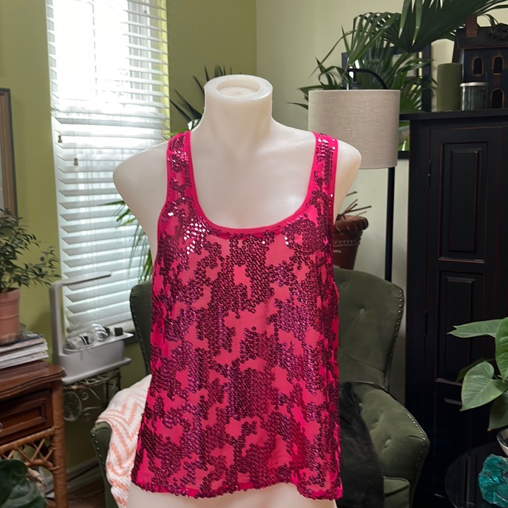 Magenta sequined tank top